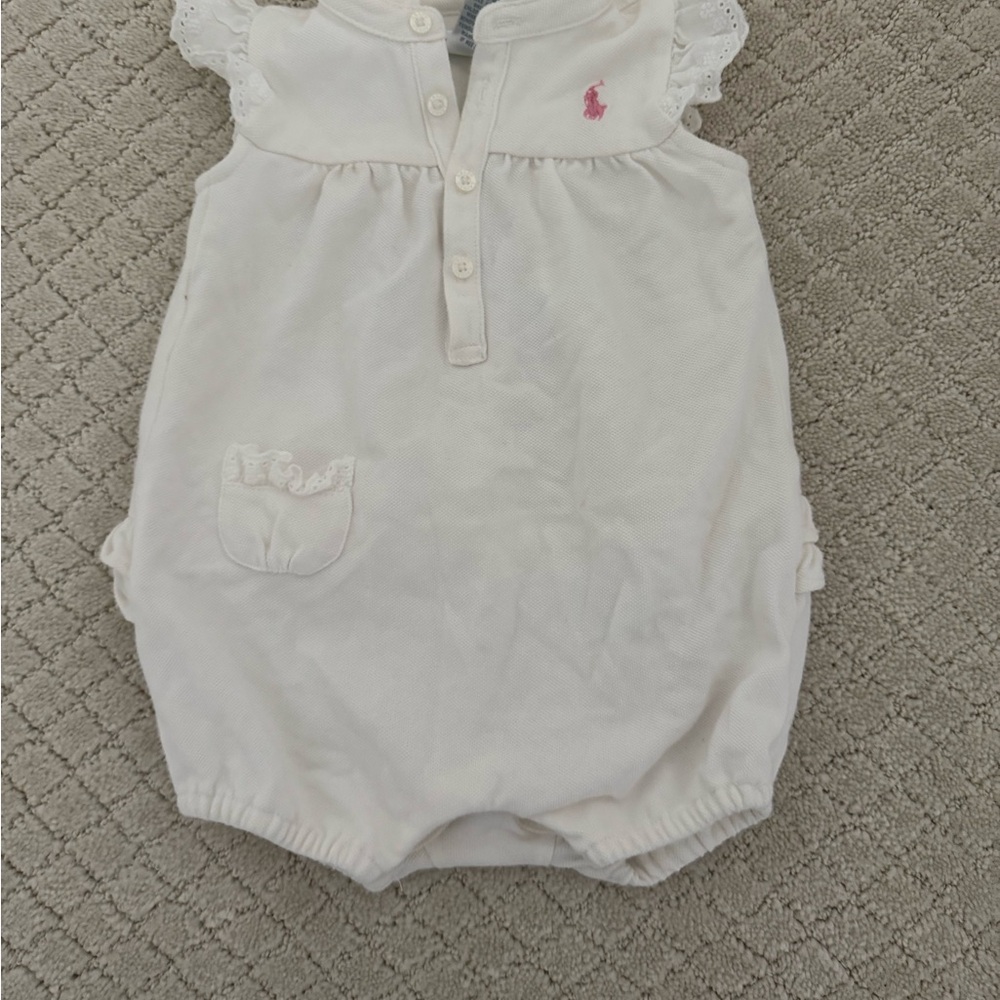 Ralph Lauren Elegant Cream Baby Romper for Baby Girl